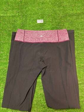 Lululemon Athletica Black and Pink Contrast Waistband Yoga Pants Leggings